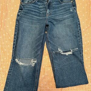 American Eagle Outfitters Dark Blue Distressed Boyfriend Jeans